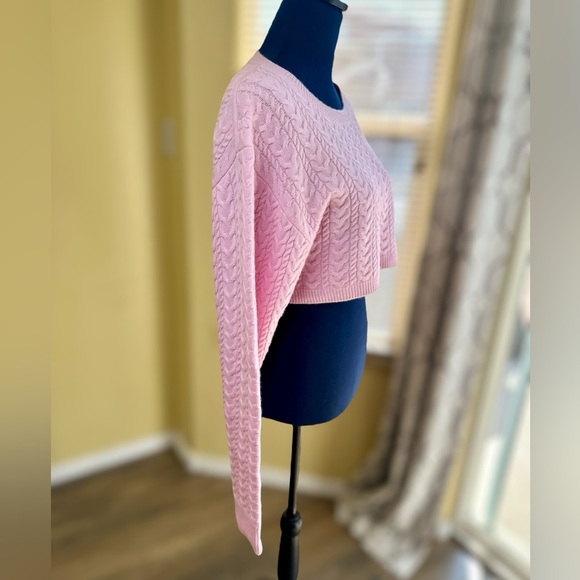 NEW! LoveShackFancy Pale Pink Calloway Wool/Cashmere Blend Crop Sweater - Picture 10 of 17